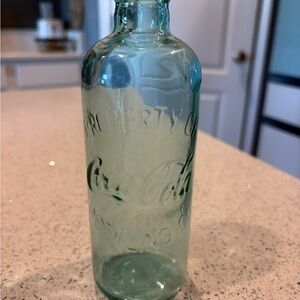 Coca-Cola Embossed Aqua Glass Bottle VINTAGE